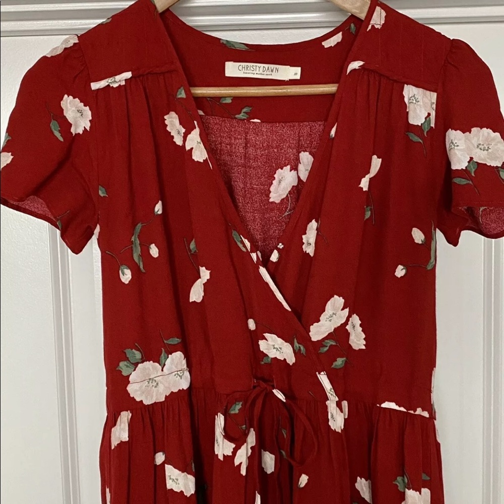❌❌   S O L D   ❌❌        NWOT Christy Dawn Dawn Red floral dress XS - Picture 2 of 11